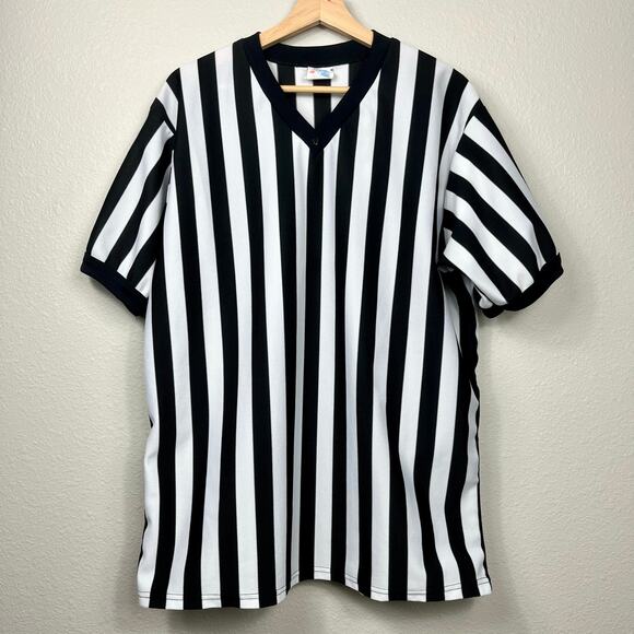 Majestic Referee Officials Jersey Shirt XL Black White Striped Vintage Sports - Picture 1 of 8